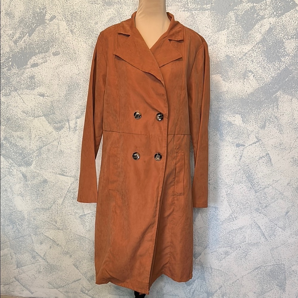 SHEIN Tan Trench Coat with Notched Lapel size L
